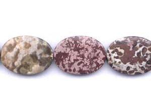 Flower Wood Jasper 25x35 Flat Oval