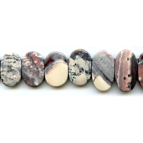 L0973-030 Porcelain Jasper <br>20-35x Flat Oval Drop