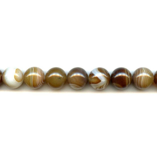 102-0192 Brown Banded Agate <br>14mm Round