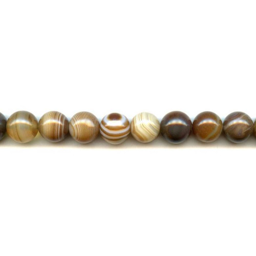 102-0193 Brown Banded Agate <br>12mm Round