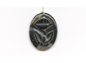 Black Zebra Agate 43x33 Carved Pendant