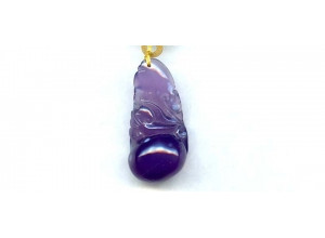 Lavender Chalcedony 39x19 Carved Pendant