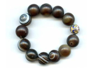 Brown Banded Agate 15mm Round Bracelet