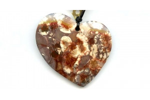 Bird Eye Agate 52x50 Heart Pendant