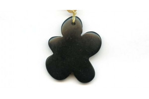 Matt Black Jade 40x34 Flower Pendant