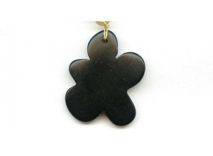 Matt Black Jade 40x34 Flower Pendant