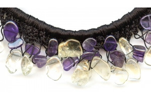 Citrine + Amethyst 9-16x Braided Necklace