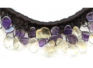 Citrine + Amethyst 9-16x Braided Necklace