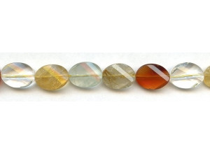 Mixed Quartz 12x16 Strip-faceted Twist Flat Oval