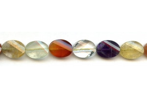 Mixed Quartz 12x16 Strip-faceted Twist Flat Oval