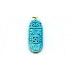 Iran Turquoise 46x21 Carved Pendant