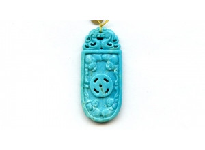 Iran Turquoise 46x21 Carved Pendant