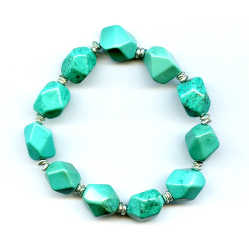 107-0022 Imitation Turquoise <br>12x15 Faceted Nugget Bracelet