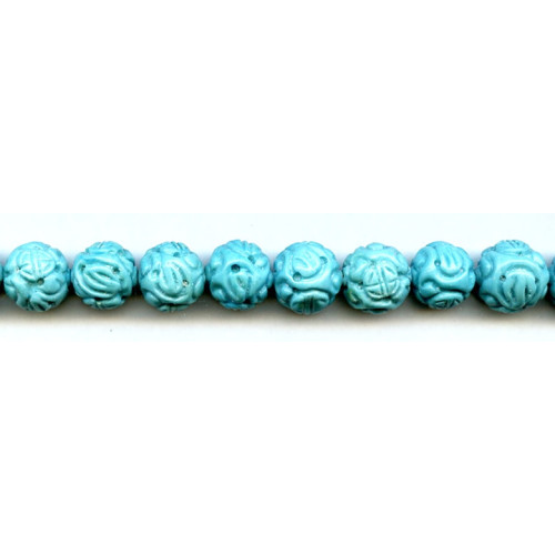 107-0032 Imitation Turquoise <br>11-13mm Carved Round