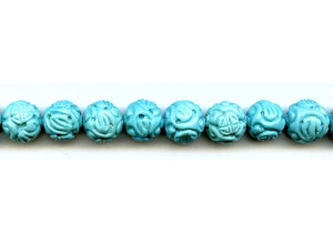 Imitation Turquoise 11-13mm Carved Round