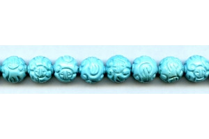 Imitation Turquoise 12-14mm Carved Round