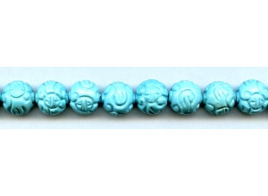 Imitation Turquoise 12-14mm Carved Round