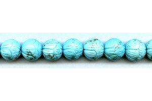 Imitation Turquoise 14mm Carved Round