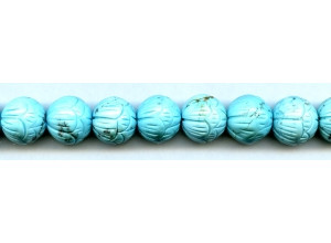 Imitation Turquoise 14mm Carved Round