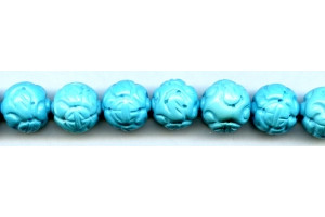 Imitation Turquoise 16mm Carved Round