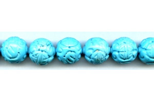 Imitation Turquoise 18mm Carved Round