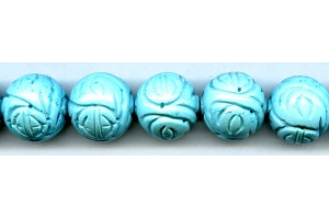 Imitation Turquoise 20mm Carved Round