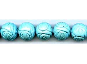 Imitation Turquoise 20mm Carved Round