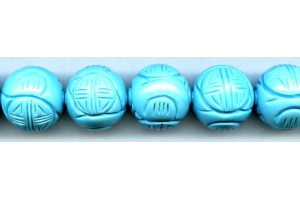 Imitation Turquoise 22mm Carved Round