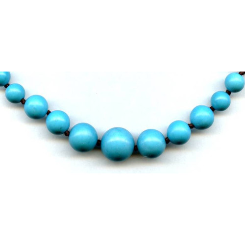 107-0073 Imitation Turquoise <br>14mm Round Necklace