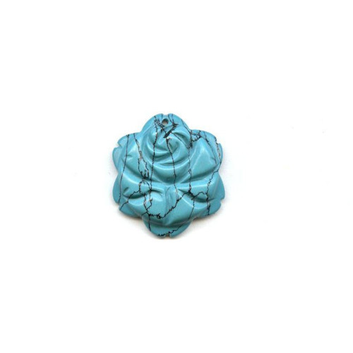 112-1645 Imitation Turquoise <br>35mm Flower Pendant