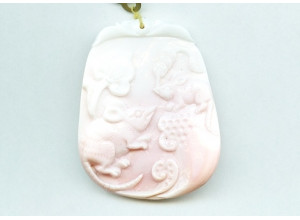 Pink Shell 56x45 Carved Pendant