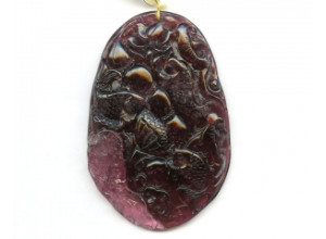 Pink Tourmaline 70x49 Carved Pendant