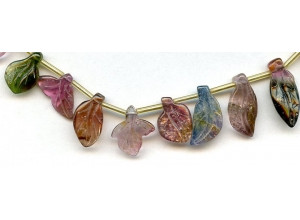 Tourmaline 13-23x Carved Leaf Drop