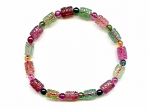 Tourmaline 7mm Carved Drum Bracelet