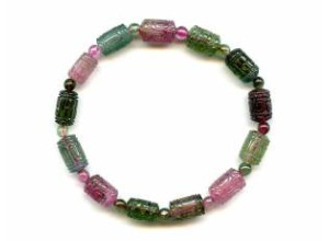 Tourmaline 7x Carved Tube Bracelet