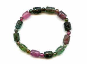 Tourmaline 7-8x Carved Tube Bracelet