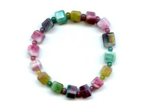 Tourmaline 9mm Cube Bracelet