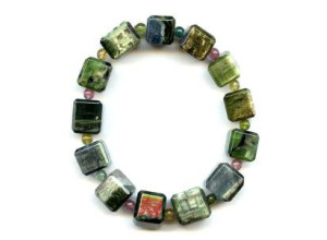 Tourmaline 12-14mm Cube Bracelet