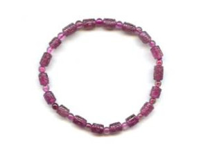 Pink Tourmaline 4-5mm Carved Tube Bracelet