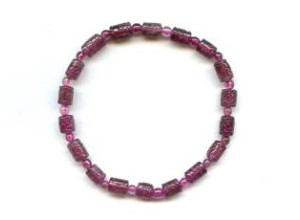 Pink Tourmaline 4-5mm Carved Tube Bracelet