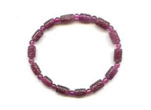 Pink Tourmaline 5-6mm Carved Tube Bracelet