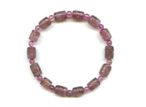 Pink Tourmaline 7-8mm Carved Tube Bracelet