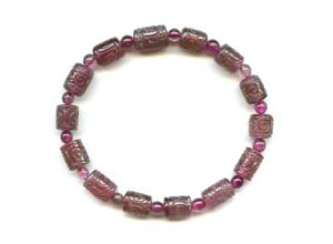 Pink Tourmaline 7-8mm Carved Tube Bracelet