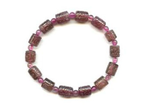 Pink Tourmaline 8-8.5mm Carved Tube Bracelet