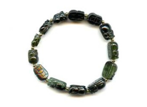 Green Tourmaline 8-11mm Carved Pichiu Bracelet