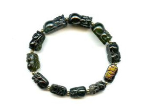 Green Tourmaline 8-12mm Carved Pichiu Bracelet