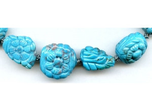 Chinese Turquoise 12-22x Carved Nugget Necklace