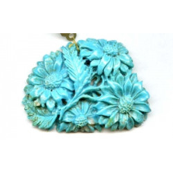 Iran Turquoise 52x43 Flower Pendant