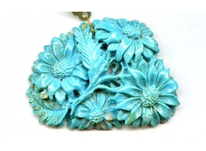 Iran Turquoise 52x43 Flower Pendant