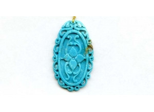 Iran Turquoise 46x27 Carved Pendant